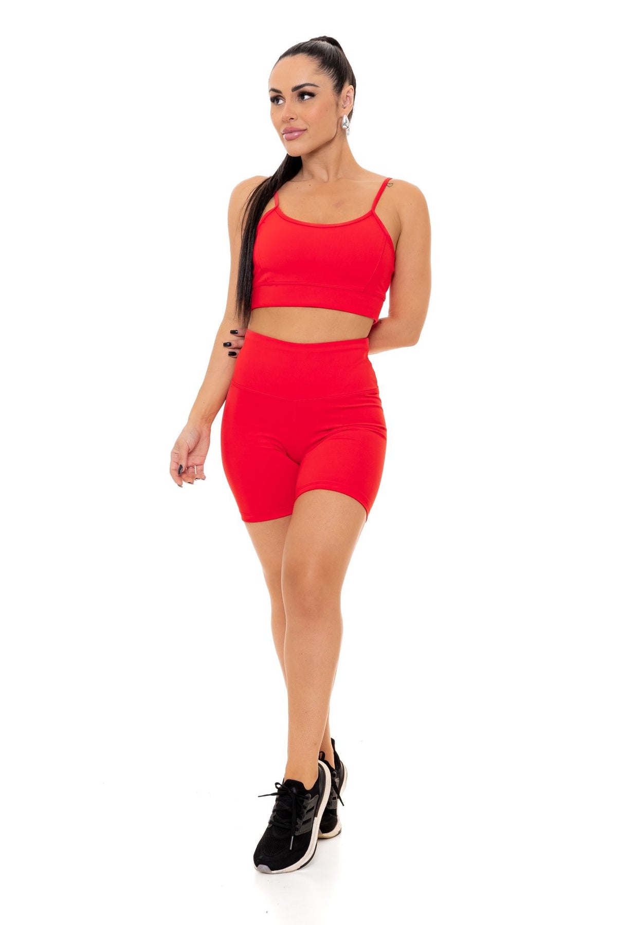 Conjunto Bermuda Básica em Poliamida Vermelho