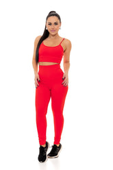 Conjunto Calça Legging Cintura Alta em Poliamida Vermelho