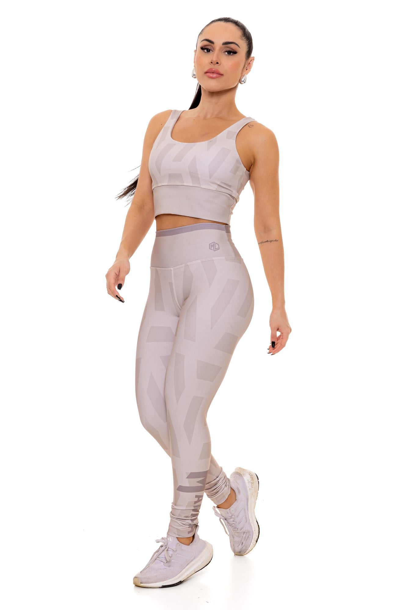 Conjunto Fitness Bege com Estampa Digital Desert Lines