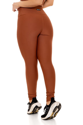 Conjunto Calça Legging Básica em Poliamida Marrom