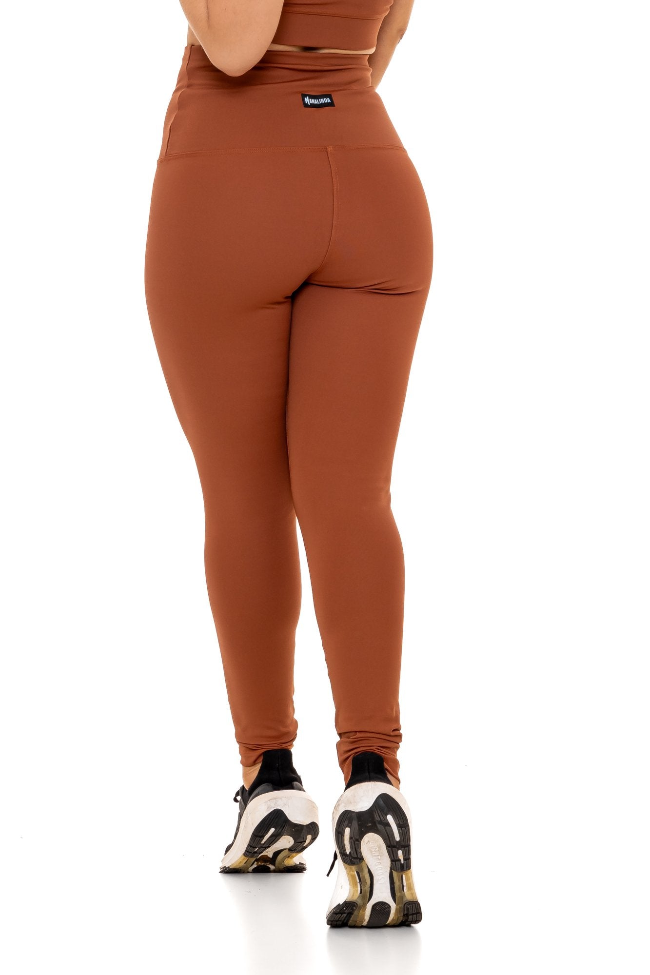 Conjunto Calça Legging Cintura Alta em Poliamida Marrom