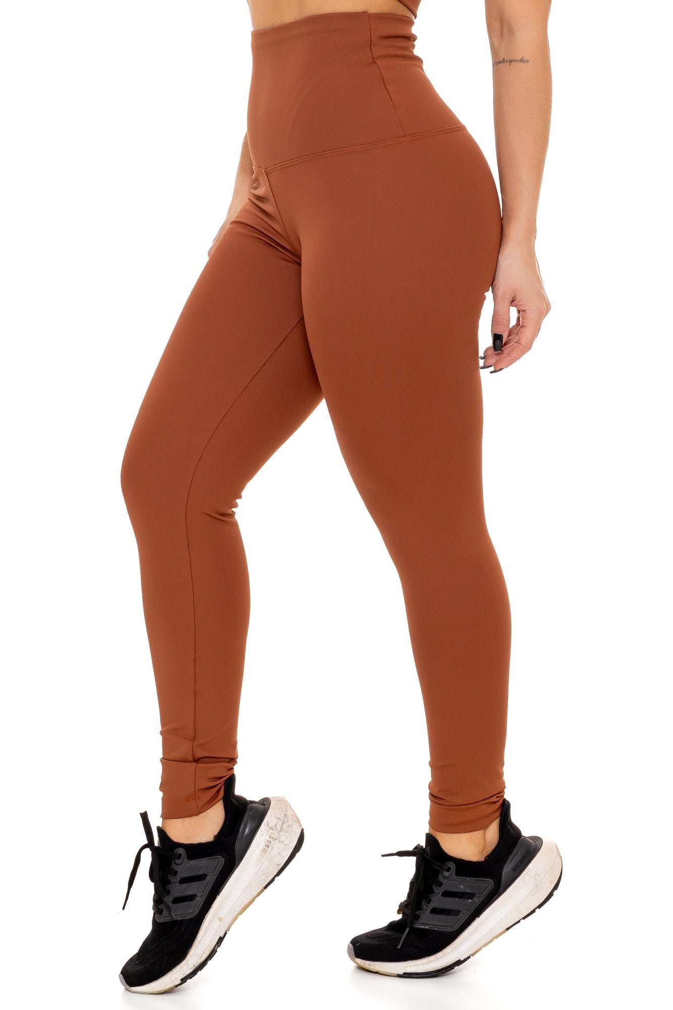 Conjunto Calça Legging Cintura Alta em Poliamida Marrom