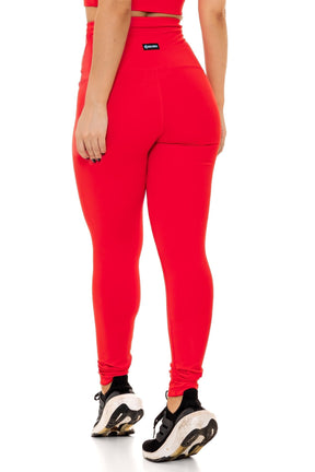 Conjunto Calça Legging Cintura Alta em Poliamida Vermelho